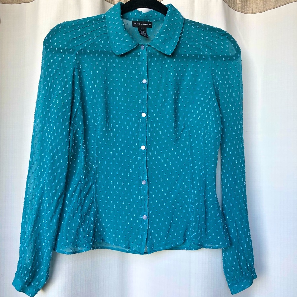 Club Monaco Sheer Button Up Blouse